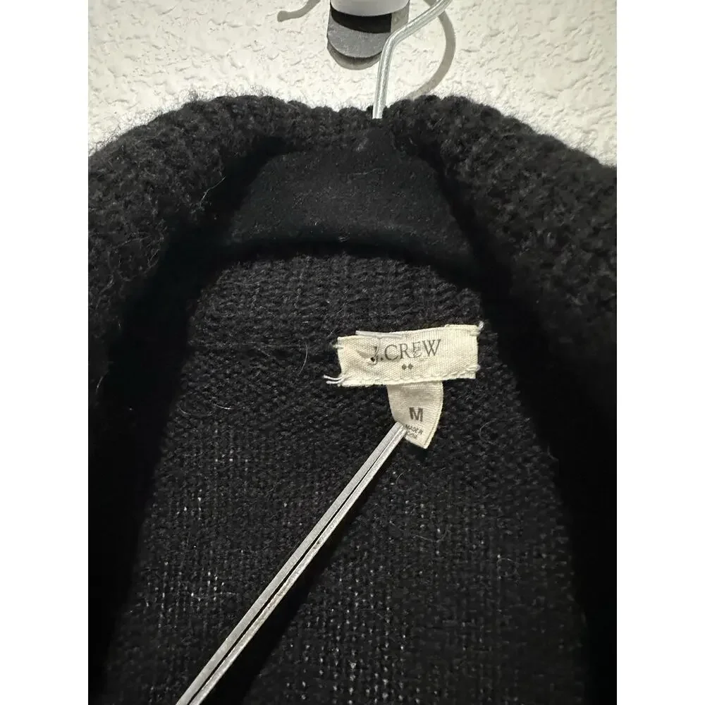 J Crew Sweater Size M Black Open Front Chelsea Cardigan Pockets